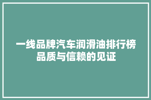 一线品牌汽车润滑油排行榜品质与信赖的见证